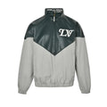Louis Vuitton Cursive Logo Leather & Nylon V-Panel Jacket – Forest Green / Grey
