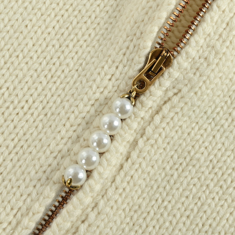 Louis Vuitton  Pearl Zip Knit Cardigan – Cream