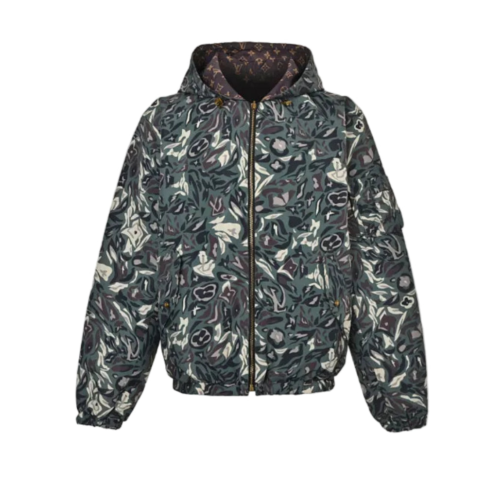 Louis Vuitton Monogram x Camo Reversible Hooded Bomber Jacket – Brown / Green