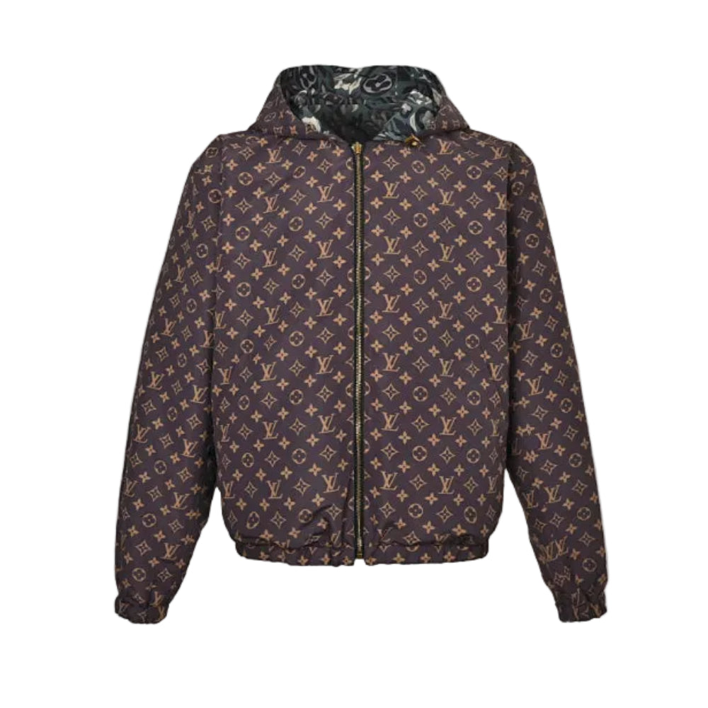 Louis Vuitton Monogram x Camo Reversible Hooded Bomber Jacket – Brown / Green