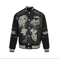 Louis Vuitton Archive Multi-Patch Leather Varsity Jacket – Black / White