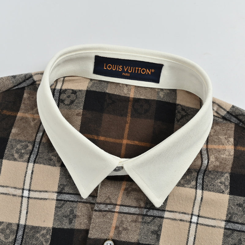 Louis Vuitton Monogram Tartan Flannel Shirt – Brown / Cream