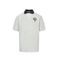 Gucci White Navy-Red Contrast Collar Horsebit GG Piqué Polo