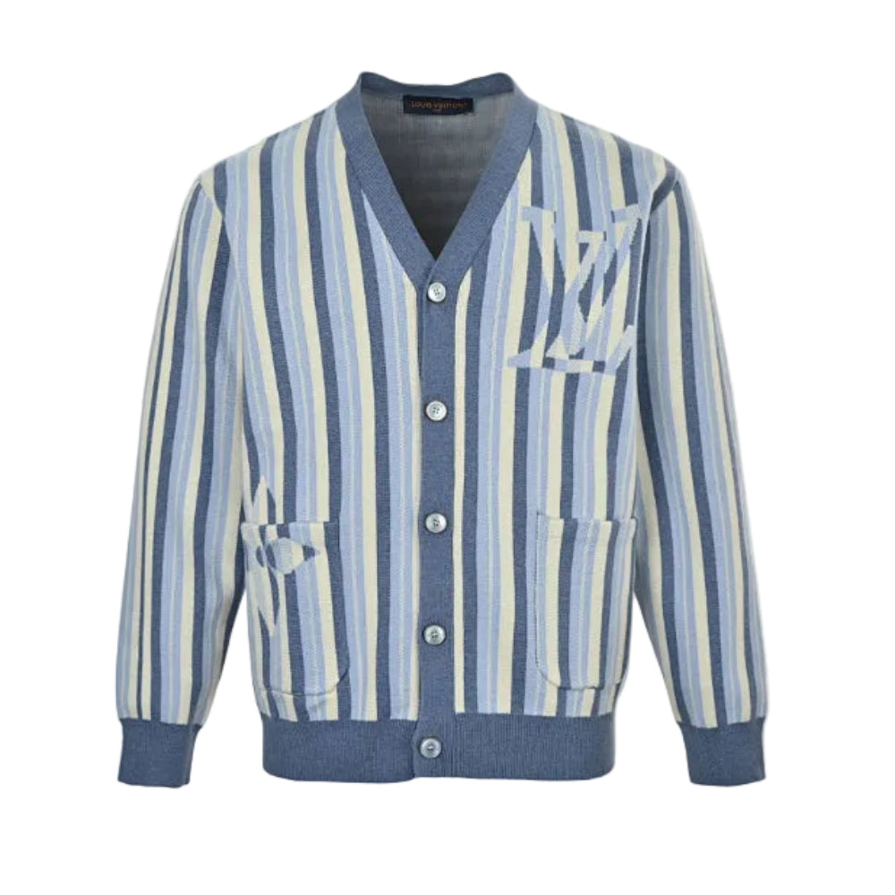 Louis Vuitton Monogram Jacquard Stripe Knit Cardigan – Blue