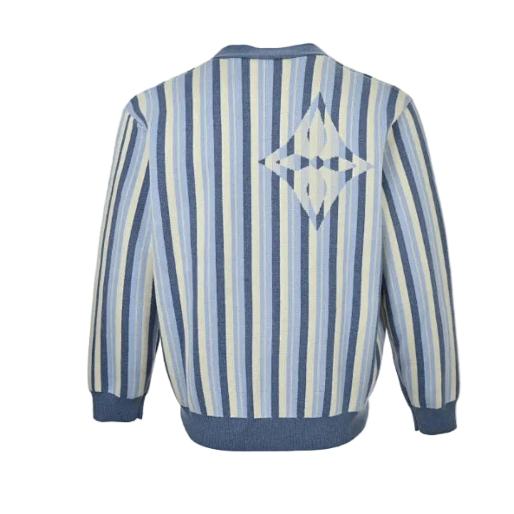 Louis Vuitton Monogram Jacquard Stripe Knit Cardigan – Blue