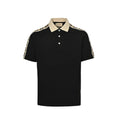 Gucci Black Piqué Contrast Collar GG Monogram Jacquard Shoulder Tape Polo Shirt