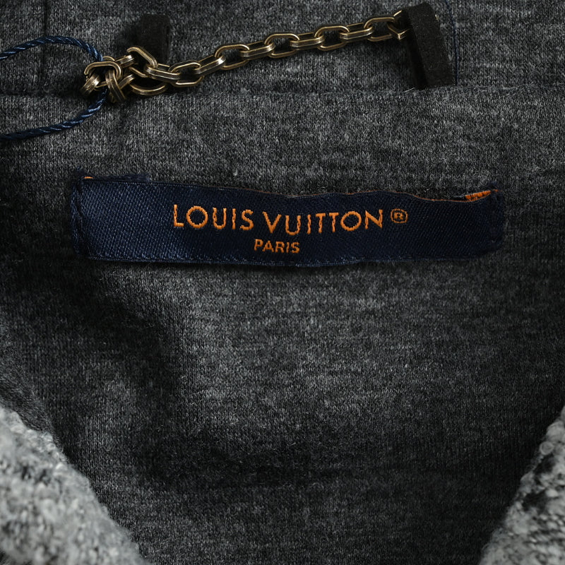 Louis Vuitton Monogram Allover Print Bouclé Hooded Zip Jacket – Grey