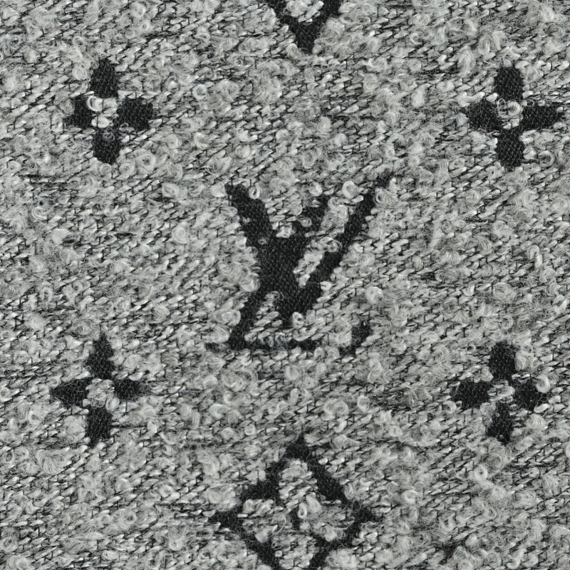 Louis Vuitton Monogram Allover Print Bouclé Hooded Zip Jacket – Grey