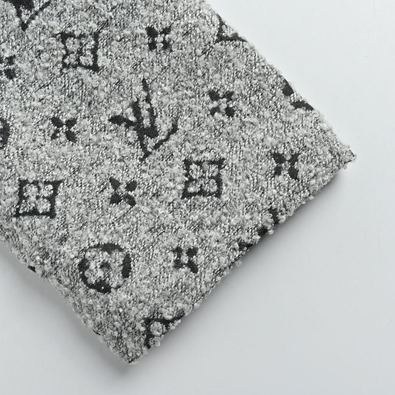Louis Vuitton Monogram Allover Print Bouclé Hooded Zip Jacket – Grey
