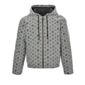 Louis Vuitton Monogram Allover Print Bouclé Hooded Zip Jacket – Grey