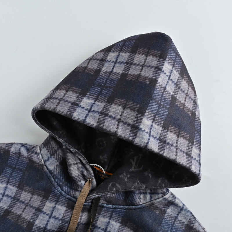 Louis Vuitton Monogram Argyle Check Gradient Hooded Pullover – Navy / Charcoal