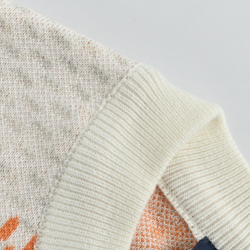 Louis Vuitton Giant Damier Jacquard Knit Sweater – Cream & Orange