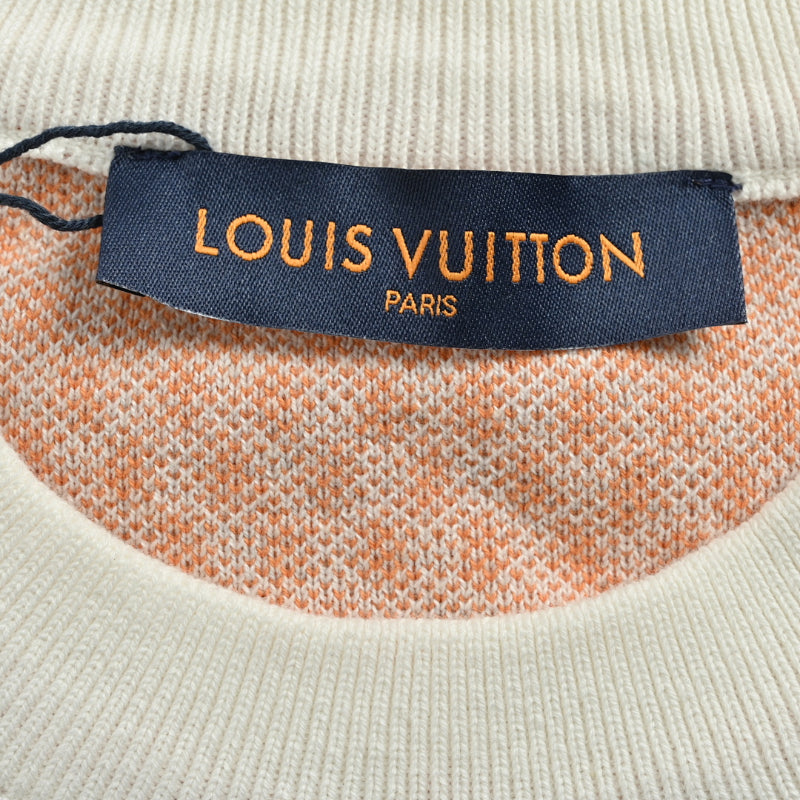 Louis Vuitton Giant Damier Jacquard Knit Sweater – Cream & Orange