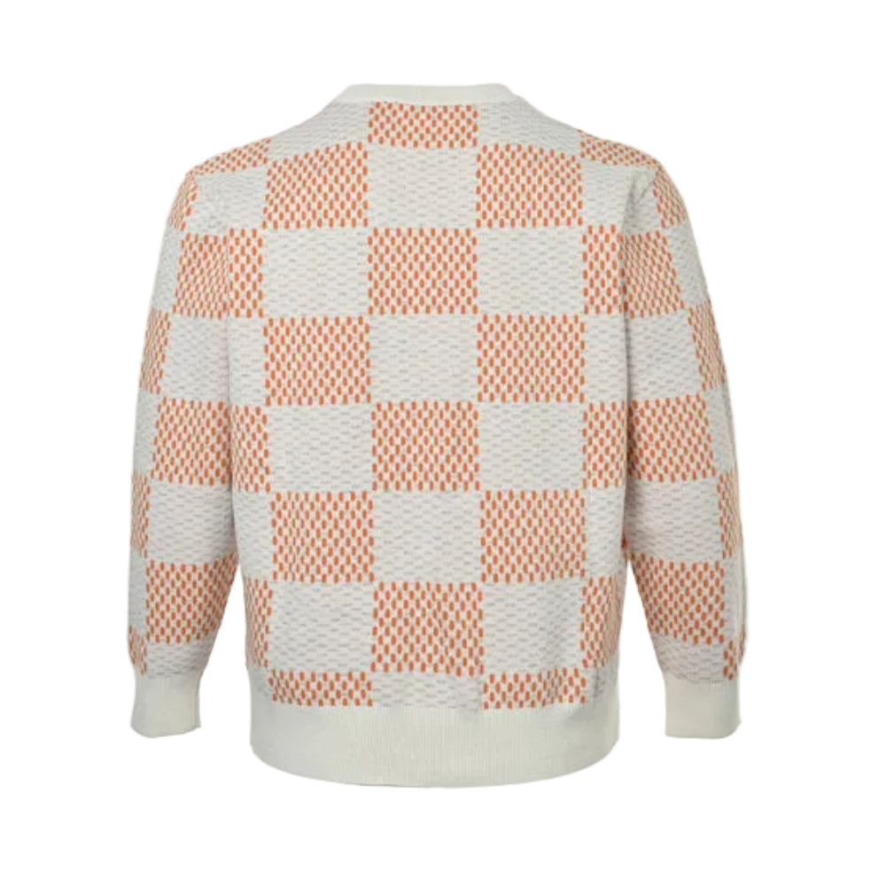 Louis Vuitton Giant Damier Jacquard Knit Sweater – Cream & Orange