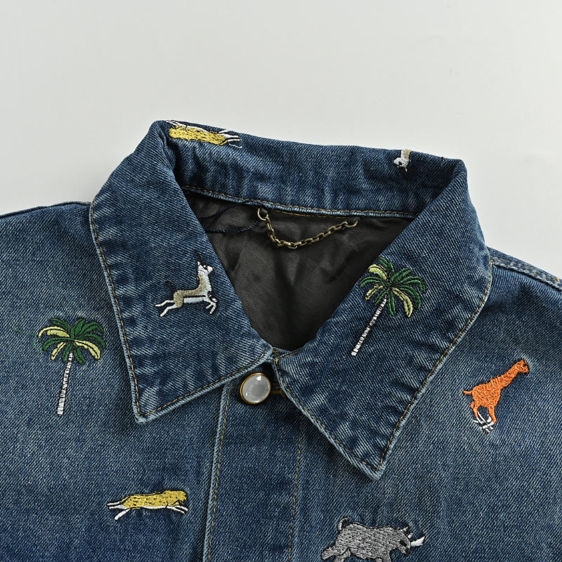 Louis Vuitton Safari Animal Allover Embroidery Denim Jacket – Mid Blue