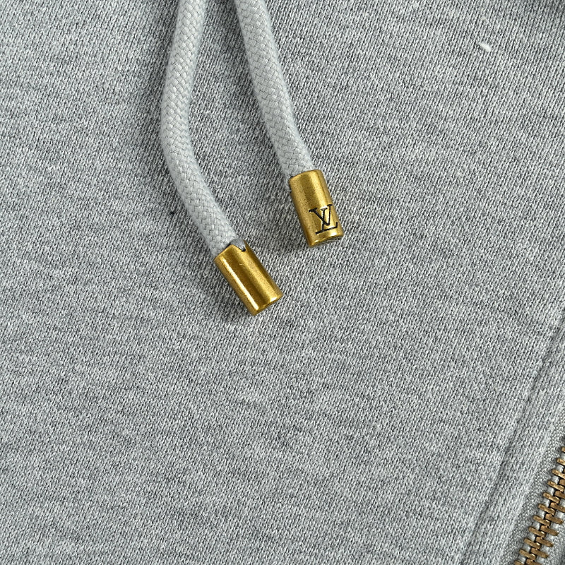 Louis Vuitton Tonal Monogram Scatter Embroidery Zip Hoodie – Heather Grey