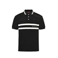 Gucci Black Piqué Stripe Chest Band Wordmark Embroidered Polo Shirt