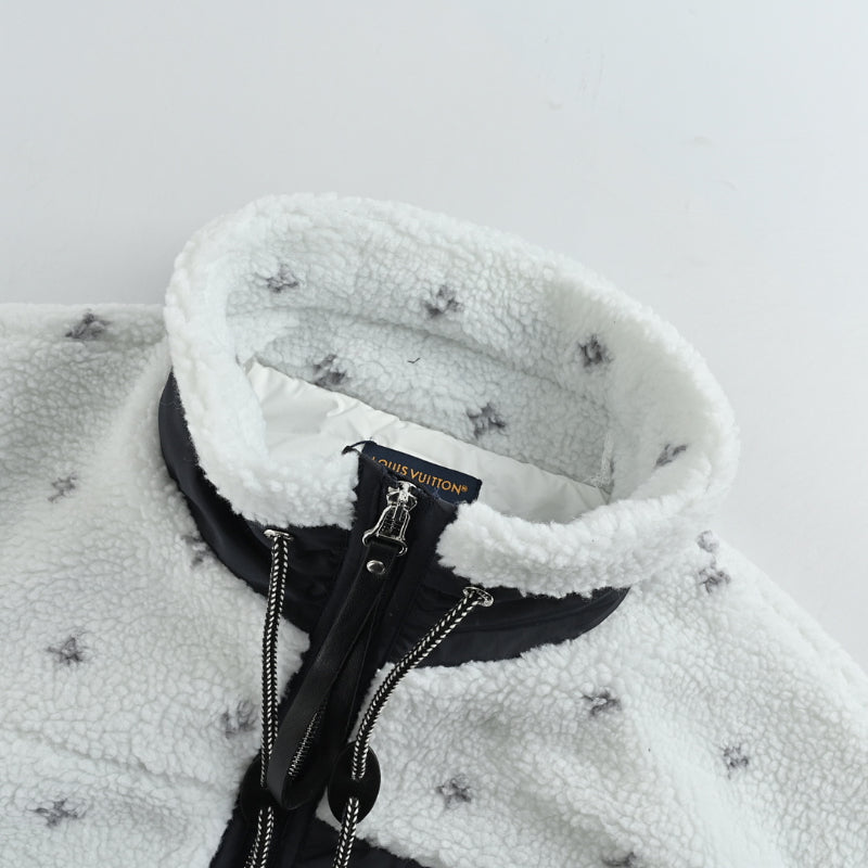 Louis Vuitton Monogram Gradient Sherpa Fleece Zip Jacket – White / Black