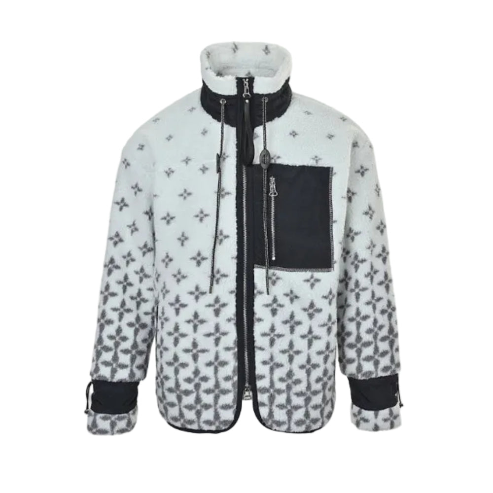 Louis Vuitton Monogram Gradient Sherpa Fleece Zip Jacket – White / Black