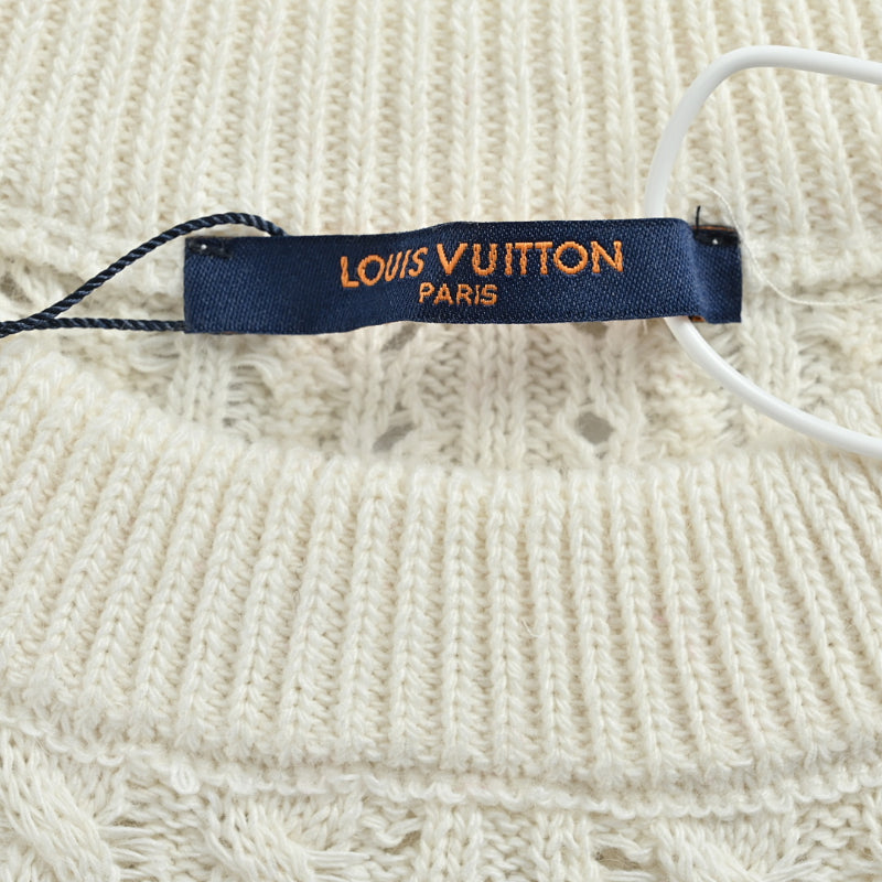Louis Vuitton Monogram Flower Pointelle Cable Knit Turtleneck – Cream