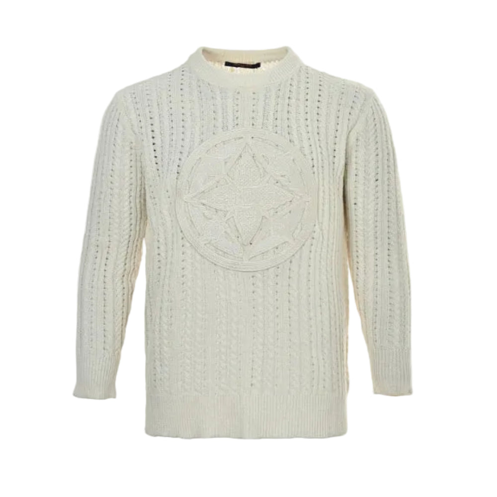 Louis Vuitton Monogram Flower Pointelle Cable Knit Turtleneck – Cream