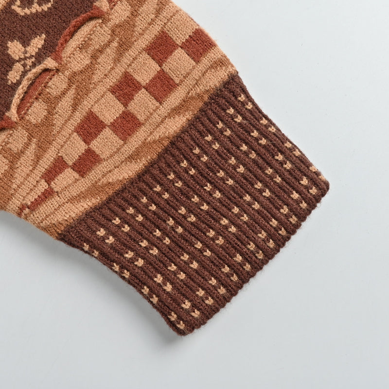 Louis Vuitton Archive Mix Jacquard Quarter-Zip Knit – Caramel Brown