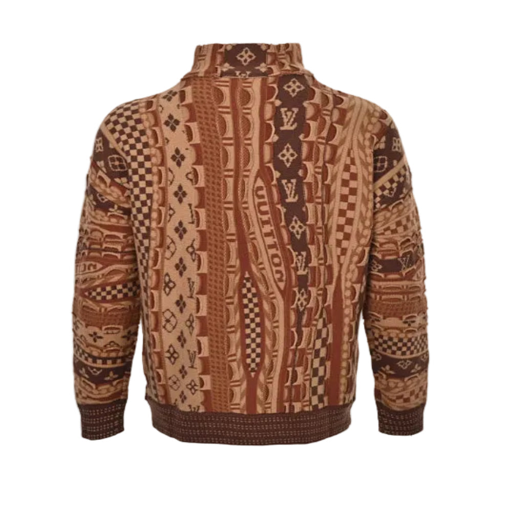 Louis Vuitton Archive Mix Jacquard Quarter-Zip Knit – Caramel Brown