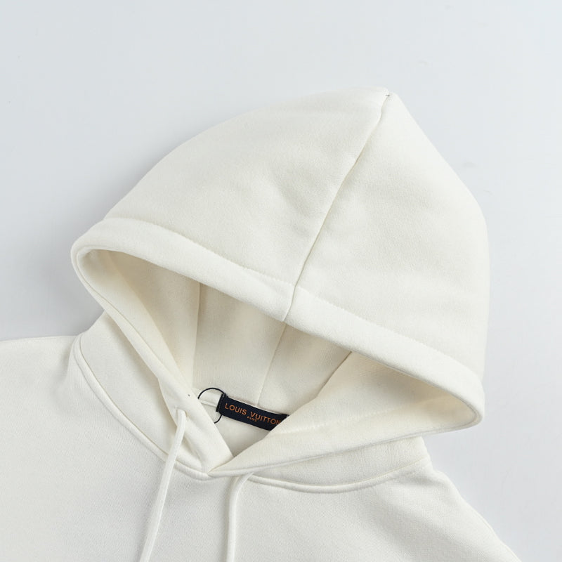 Louis Vuitton Label Minimal Hoodie – Cream