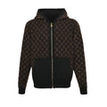 Louis Vuitton Monogram Print Color Block Zip Hoodie – Brown / Black