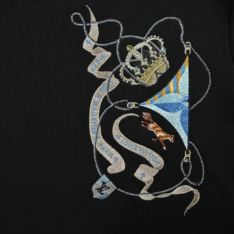 Louis Vuitton Crown Embroidery Knit Sweater – Black