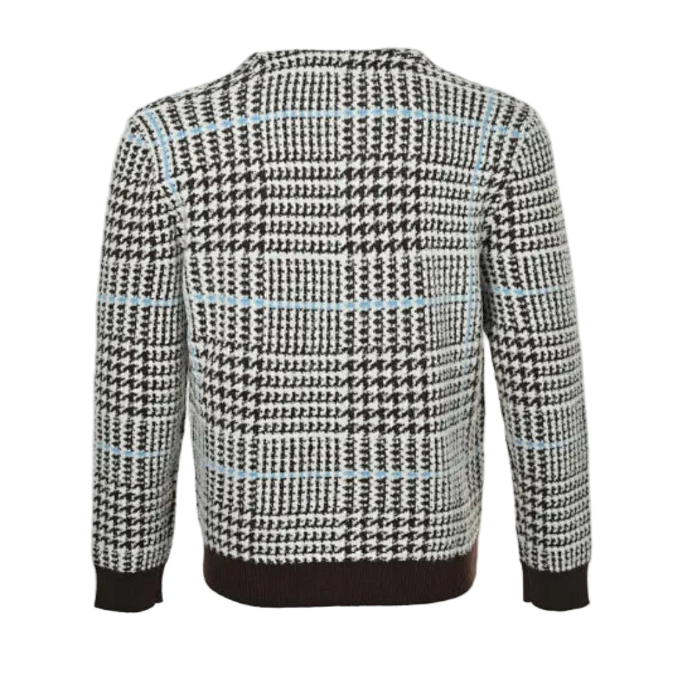 Louis Vuitton Glen Plaid Houndstooth Bouclé Knit Crewneck Sweater – Black / White / Blue