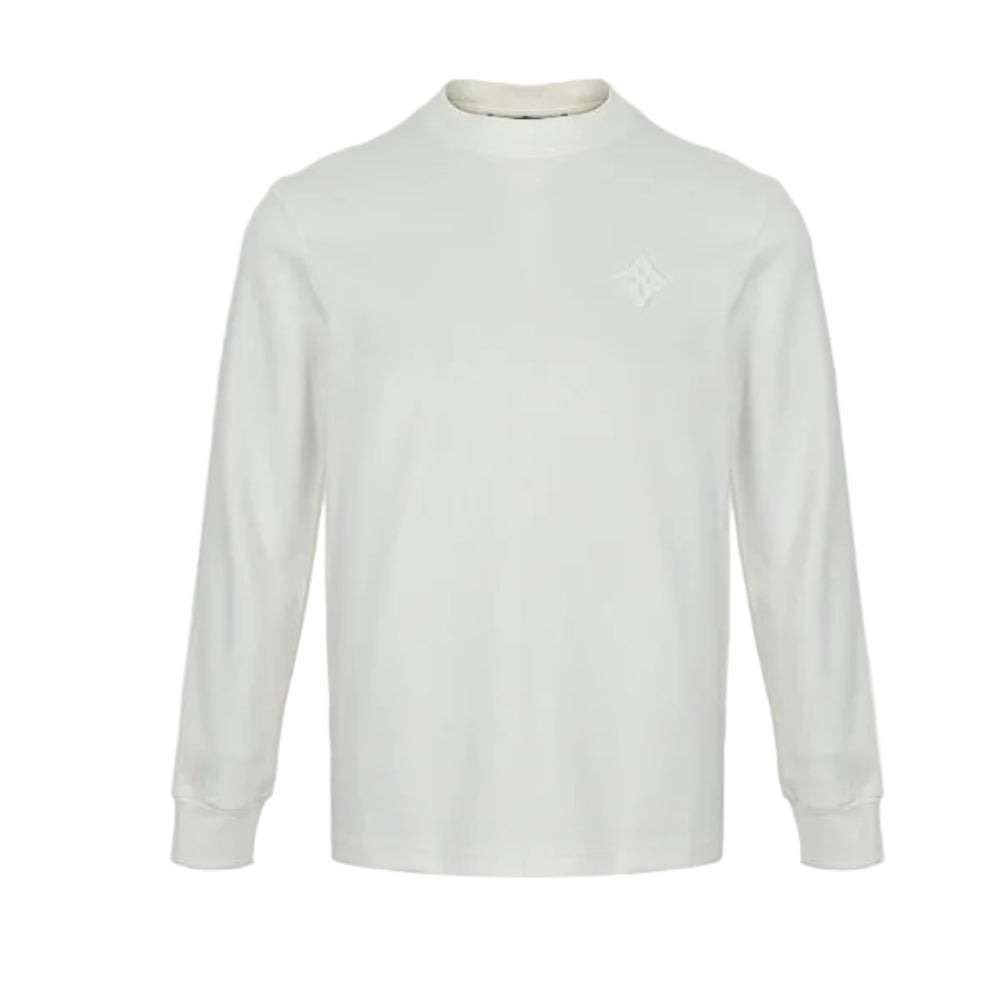 Louis Vuitton Tonal Back Print Mock Neck Sweatshirt – Cream
