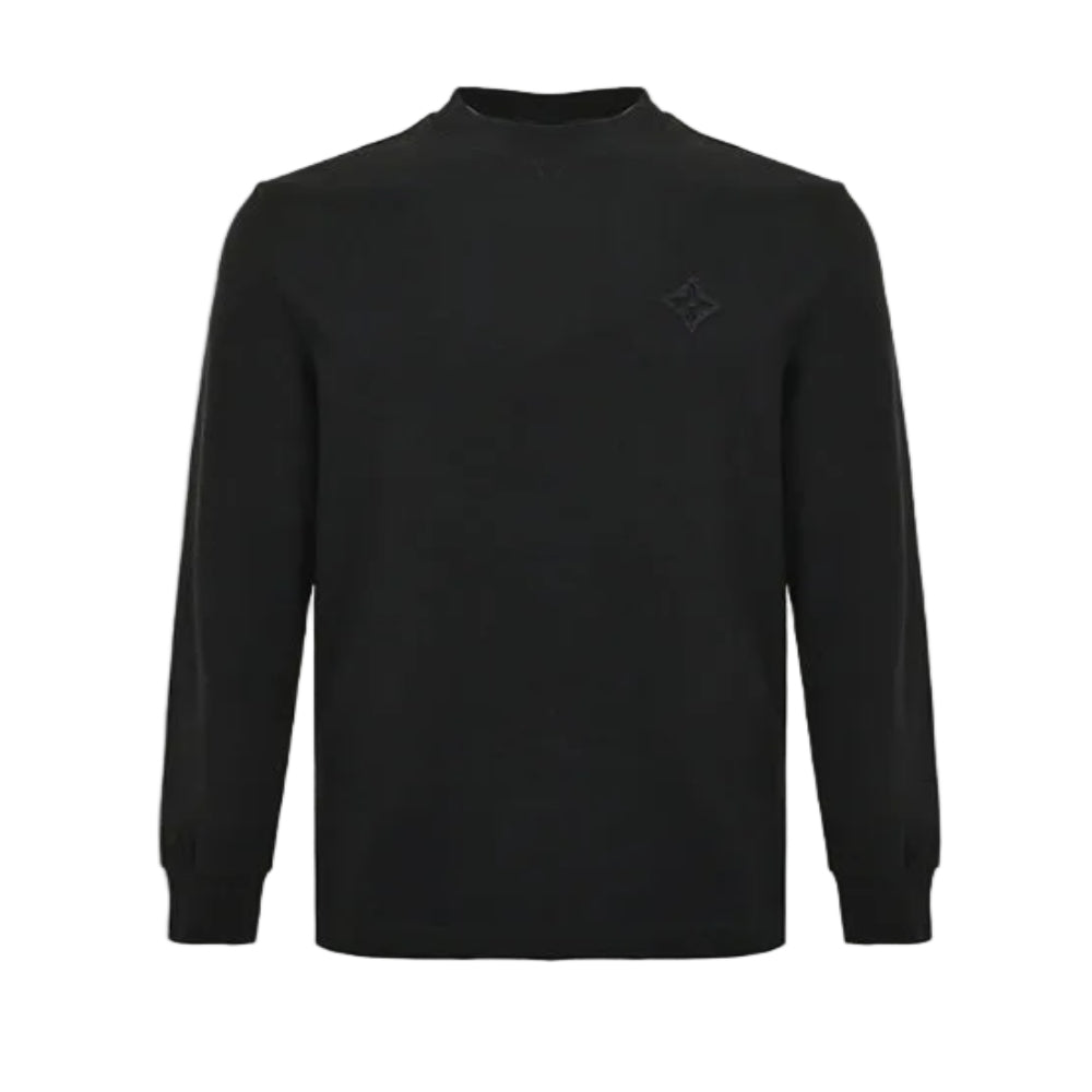 Louis Vuitton Tonal Back Print Mock Neck Sweatshirt – Black