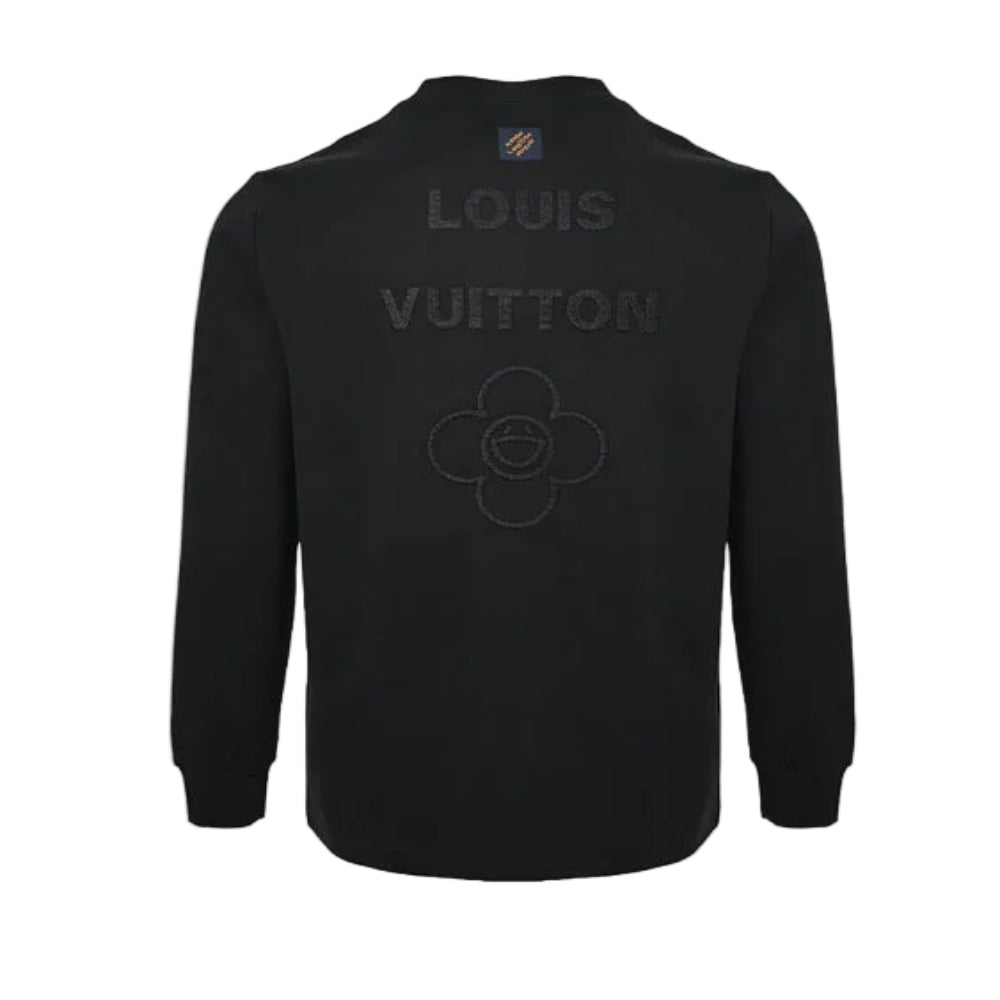 Louis Vuitton Tonal Back Print Mock Neck Sweatshirt – Black