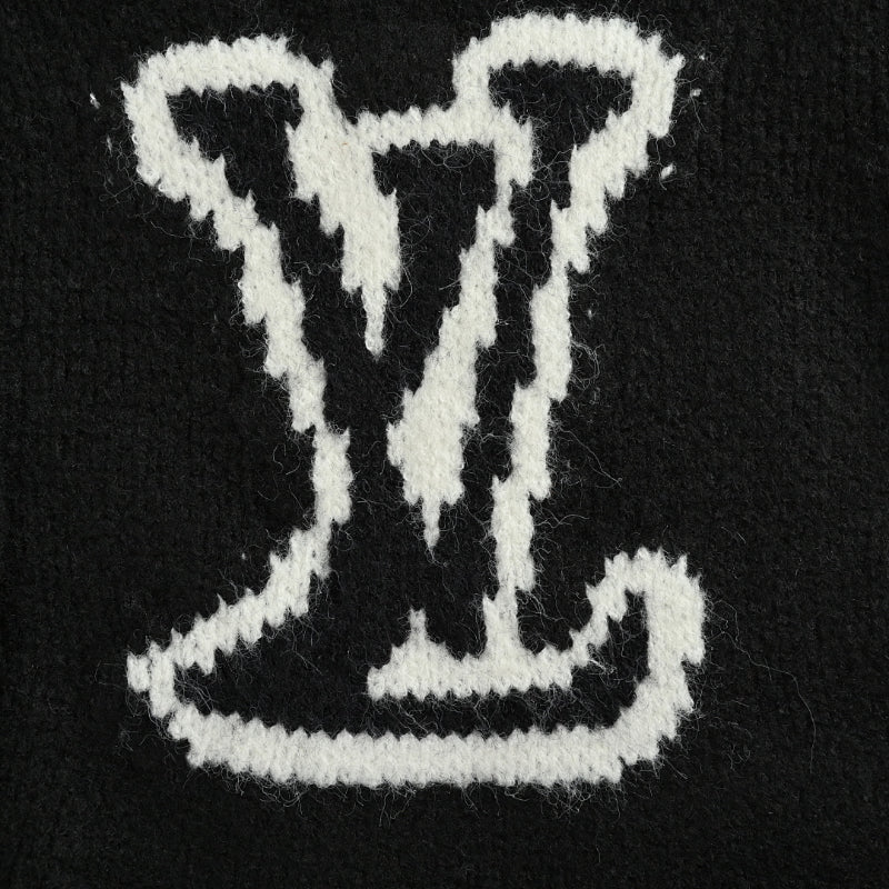 Louis Vuitton Oversized 3D Collegiate Logo Bouclé Knit Cardigan – Black
