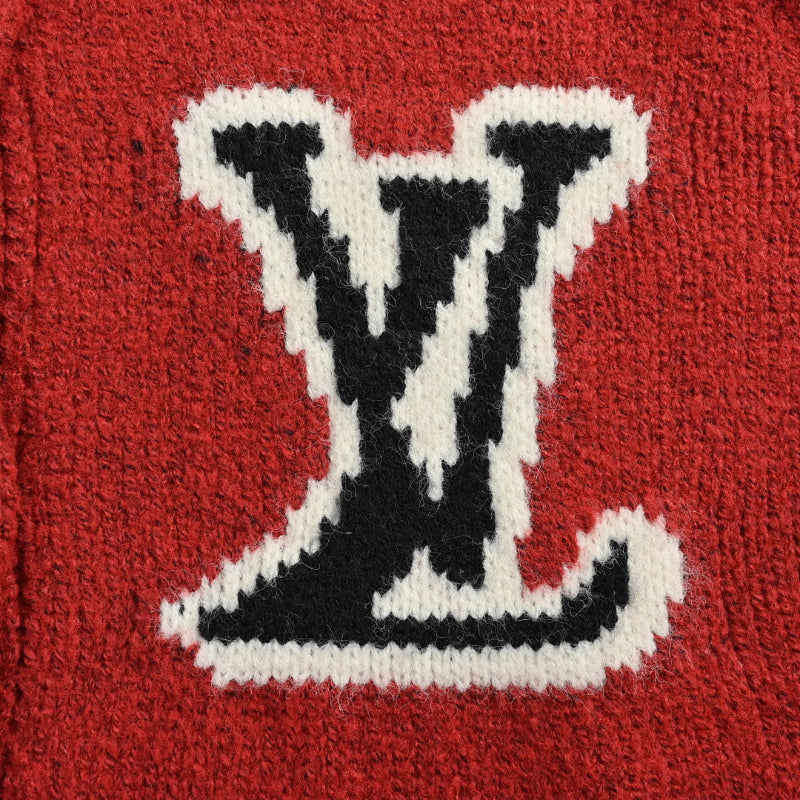 Louis Vuitton Oversized 3D Collegiate Logo Bouclé Knit Cardigan – Red