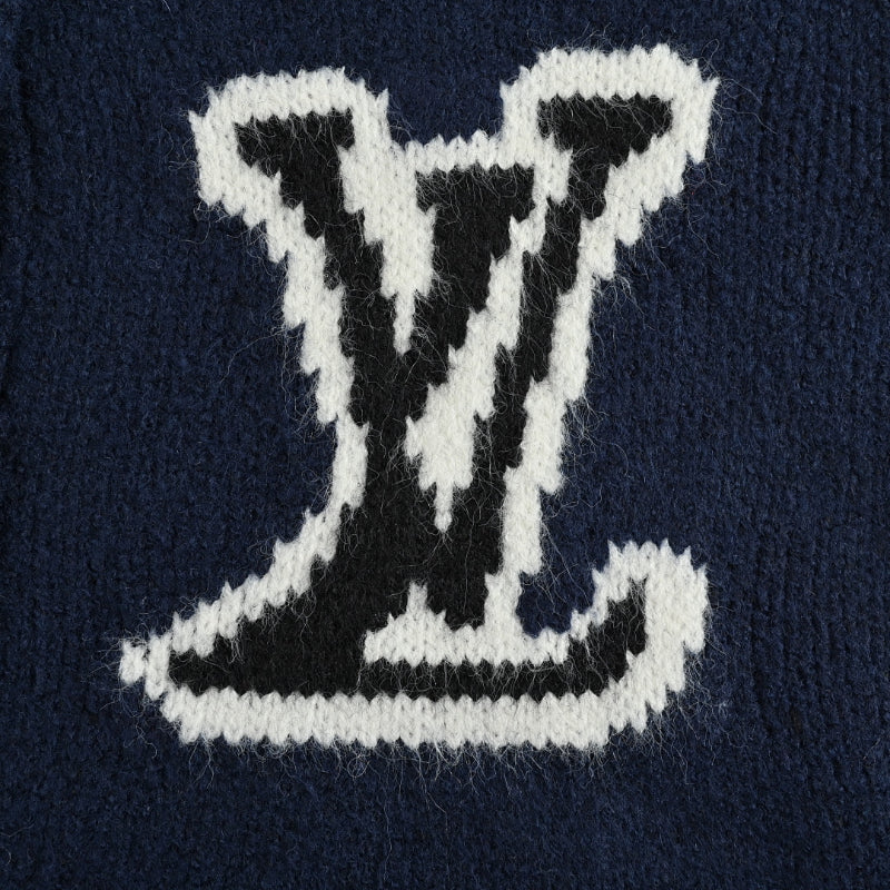 Louis Vuitton Oversized 3D Collegiate Logo Bouclé Knit Cardigan – Navy