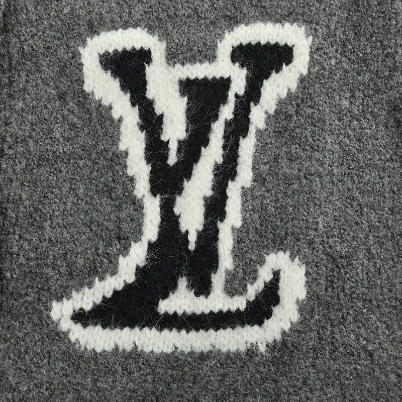 Louis Vuitton Oversized 3D Collegiate Logo Bouclé Knit Cardigan – Grey