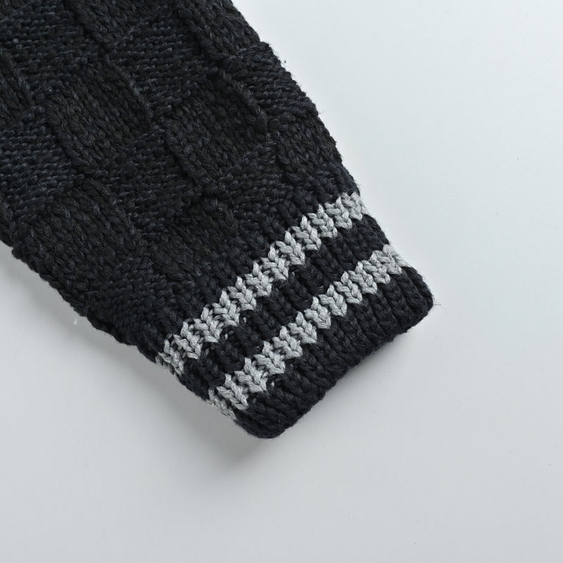 Louis Vuitton Cursive Script Chunky Rib Knit Zip Jacket – Black