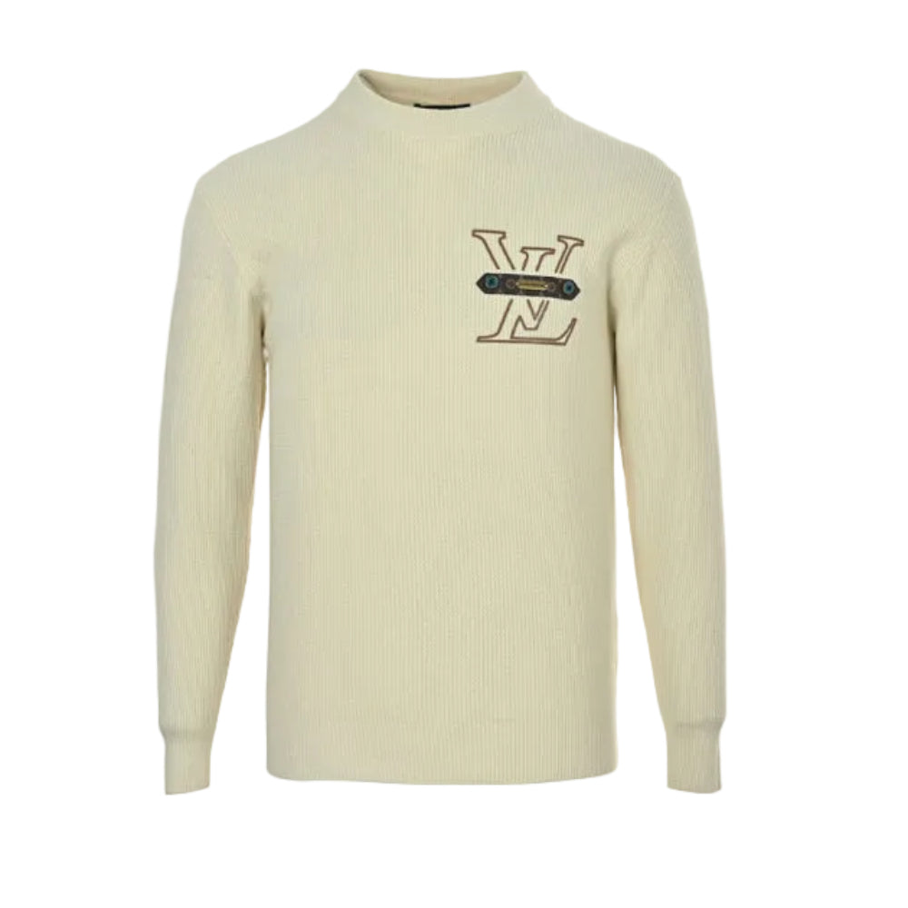 Louis Vuitton Monogram Belt Emblem Turtleneck Sweater – Cream