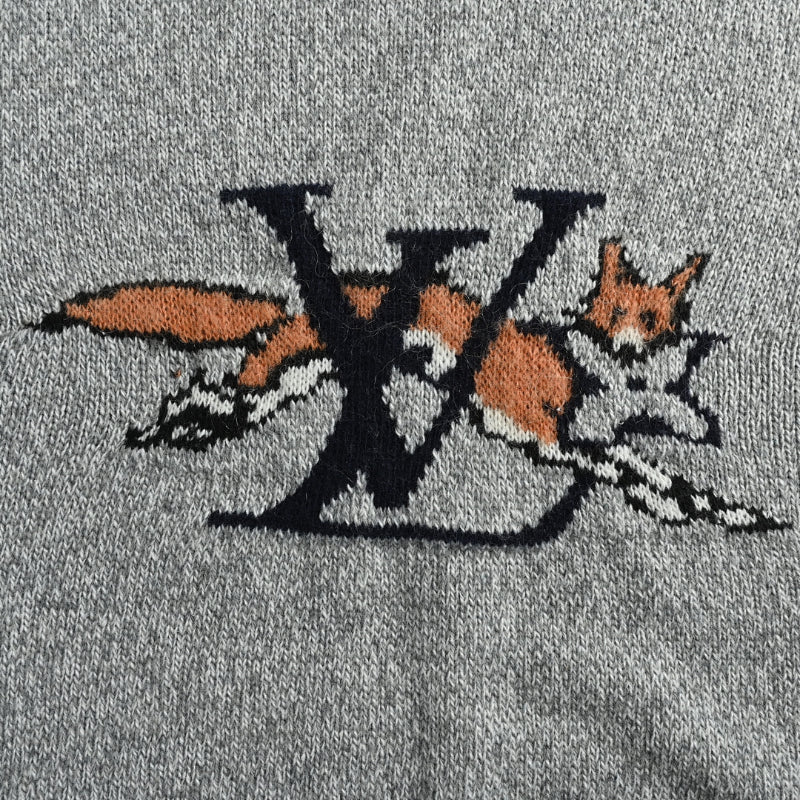 Louis Vuitton  Fox Jacquard Chunky Knit Sweater – Grey