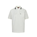 Gucci Ivory Double-Stripe Collar GG Badge Pocket Piqué Polo