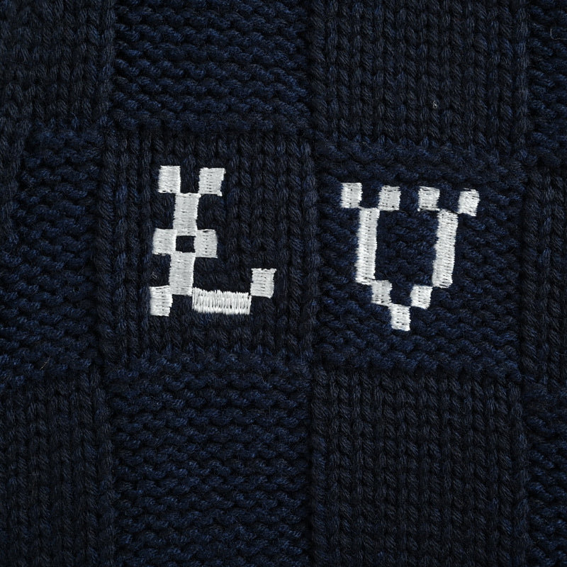 Louis Vuitton Pixel Logo Damier Knit Zip Jacket – Navy / Grey