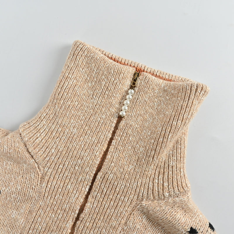Louis Vuitton Tiger Jacquard Knit Zip Jacket – Oat / Coral / Black