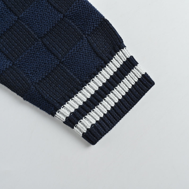 Louis Vuitton Pixel Logo Damier Knit Zip Jacket – Navy / Grey