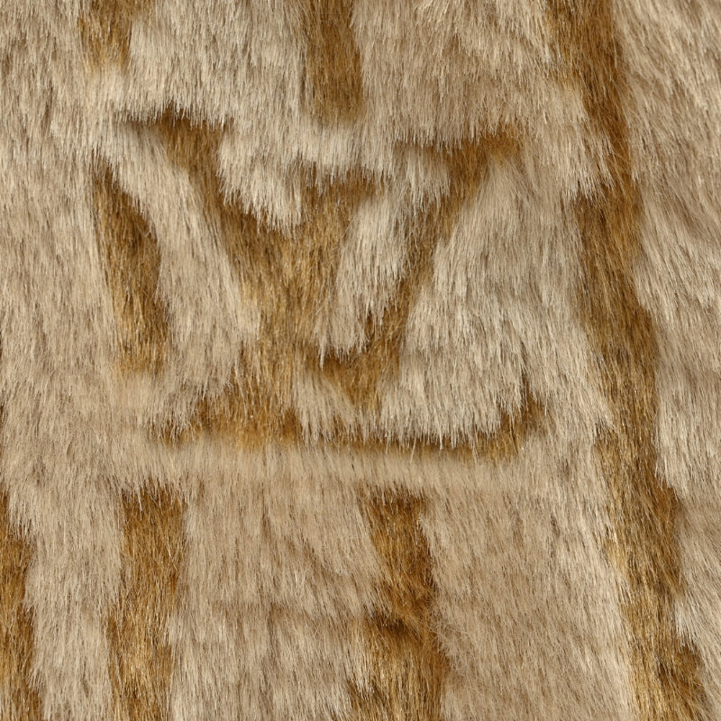 Louis Vuitton Tonal Logo Faux Mink Stripe Hooded Zip Jacket – Camel