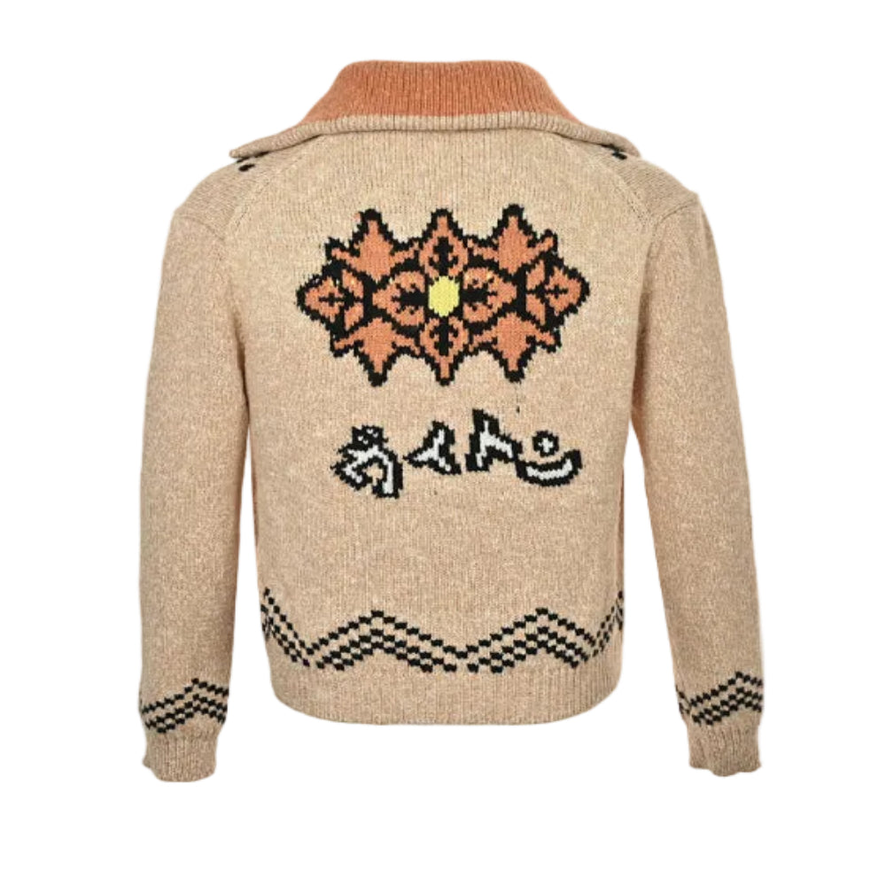 Louis Vuitton Tiger Jacquard Knit Zip Jacket – Oat / Coral / Black