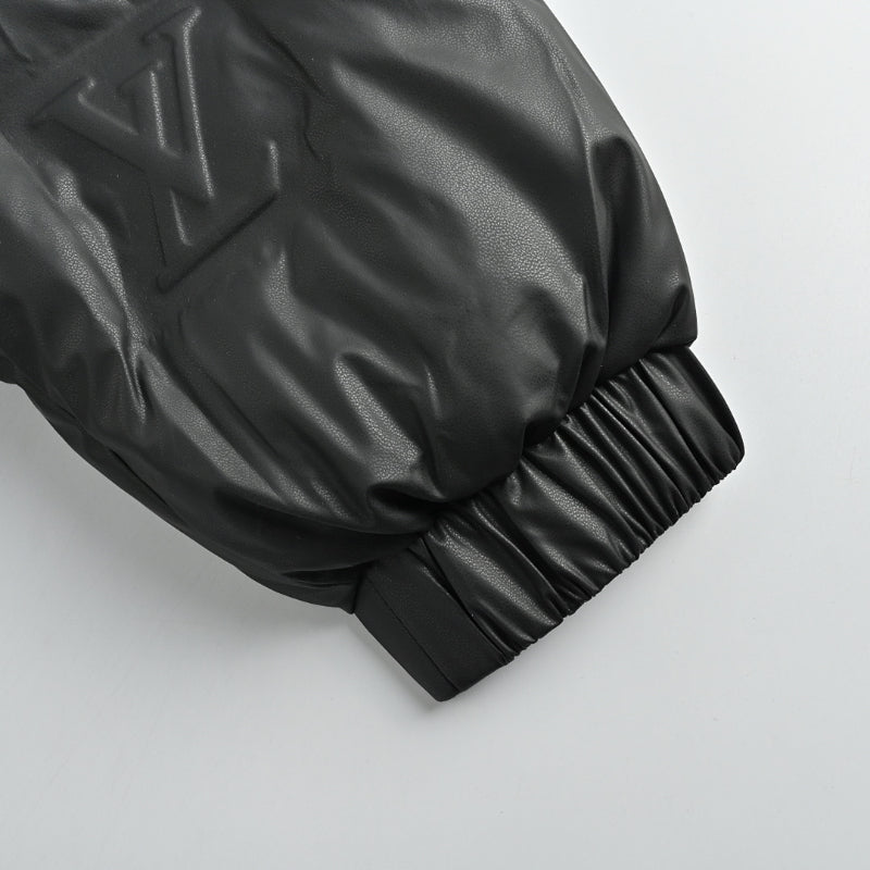 Louis Vuitton Monogram Embossed Leather Puffer Jacket – Black / Cream