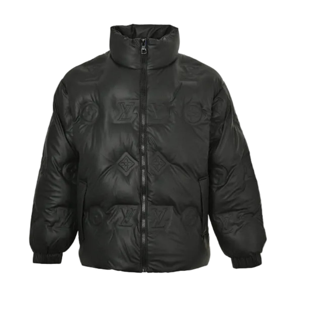 Louis Vuitton Monogram Embossed Leather Puffer Jacket – Black / Cream