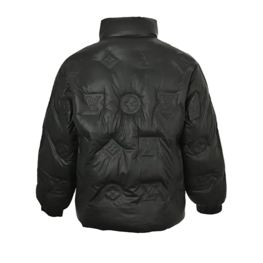Louis Vuitton Monogram Embossed Leather Puffer Jacket – Black / Cream